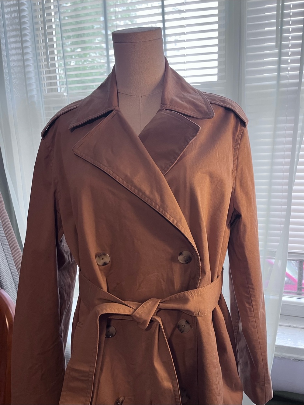 Boss Double-Breasted Trench Coat in Warm Brown
